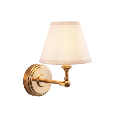 Step Wing And Ivy 16cm Vintage White Shade Wall Light In Brushed Aged Brass