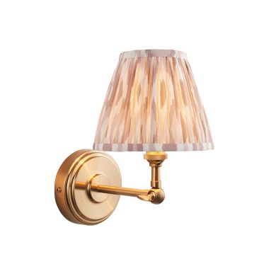 Step Wing And Ikat 16cm Neutral Shade Wall Light In Brushed Aged Brass