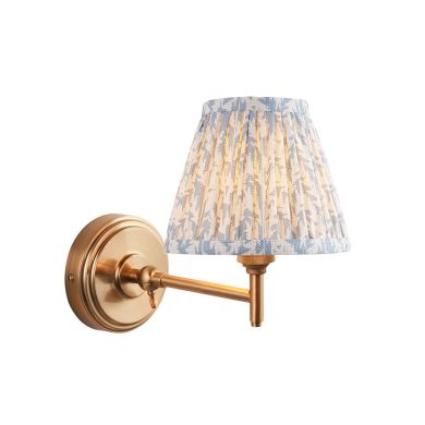 Step Fold And Leaf 16cm Shell Bay Blue Shade Wall Light In Brushed Aged Brass