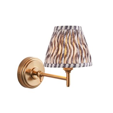 Step Fold And Ripple 16cm Pearl Grey Shade Wall Light In Brushed Aged Brass