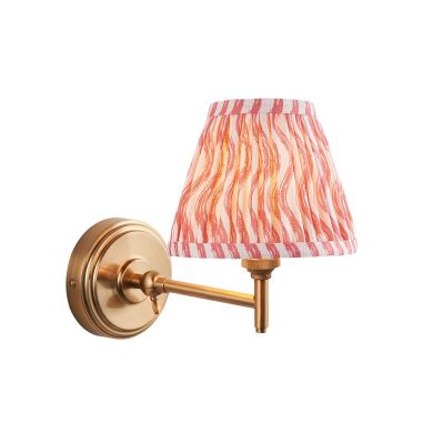 Step Fold And Ripple 16cm Coral Pink Shade Wall Light In Brushed Aged Brass