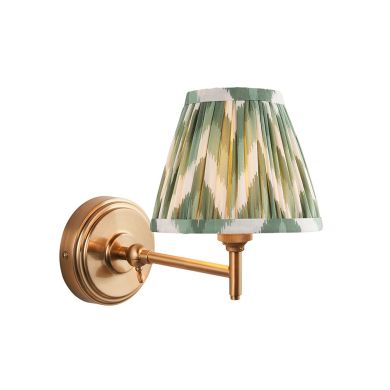 Step Fold And Zigzag 16cm Cotswold Green Shade Wall Light In Brushed Aged Brass