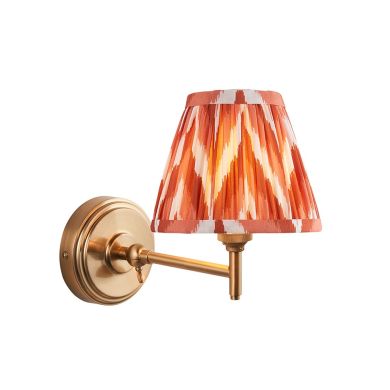 Step Fold And Zigzag 16cm Apricot Orange Shade Wall Light In Brushed Aged Brass