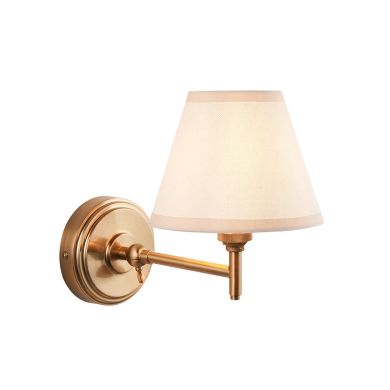 Step Fold And Ivy 16cm Vintage White Shade Wall Light In Brushed Aged Brass