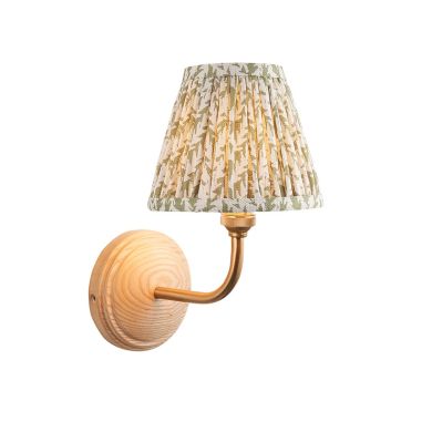 Wood Arc And Leaf 16cm Herb Garden Green Shade Wall Light In Brushed Aged Brass