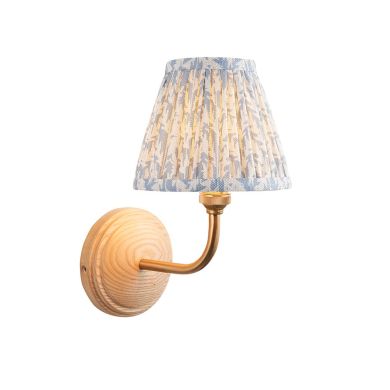 Wood Arc And Leaf 16cm Shell Bay Blue Shade Wall Light In Brushed Aged Brass