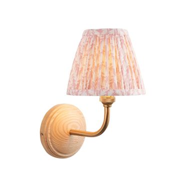 Wood Arc And Leaf 16cm Peachy Keen Shade Wall Light In Brushed Aged Brass