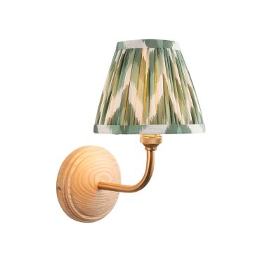 Wood Arc And Zigzag 16cm Cotswold Green Shade Wall Light In Brushed Aged Brass