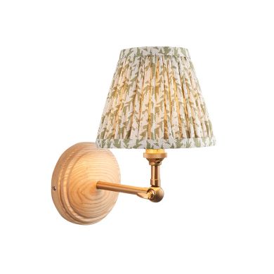 Wood Wing And Leaf 16cm Herb Garden Green Shade Wall Light In Brushed Aged Brass