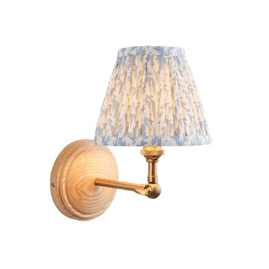 Wood Wing And Leaf 16cm Shell Bay Blue Shade Wall Light In Brushed Aged Brass