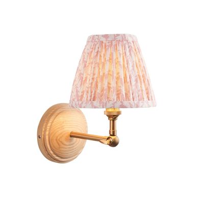 Wood Wing And Leaf 16cm Peachy Keen Shade Wall Light In Brushed Aged Brass