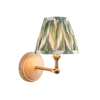 Wood Wing And Zigzag 16cm Cotswold Green Shade Wall Light In Brushed Aged Brass