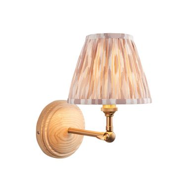 Wood Wing And Ikat 16cm Neutral Shade Wall Light In Brushed Aged Brass