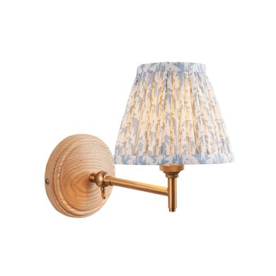 Wood Fold And Leaf 16cm Shell Bay Blue Shade Wall Light In Brushed Aged Brass