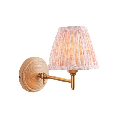 Wood Fold And Leaf 16cm Peachy Keen Shade Wall Light In Brushed Aged Brass