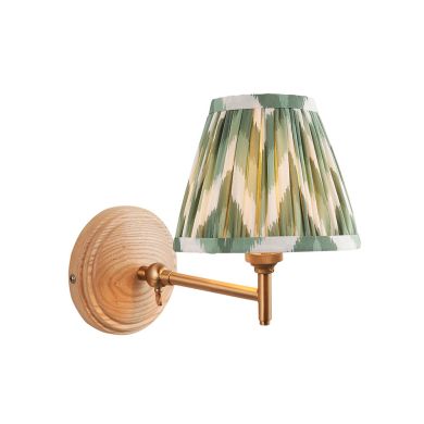 Wood Fold And Zigzag 16cm Cotswold Green Shade Wall Light In Brushed Aged Brass