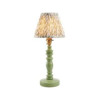 Bibury And Leaf 16cm Herb Garden Green Fabric Shade Table Lamp In Satin Cotswold Green