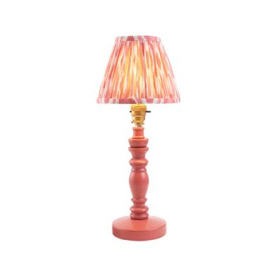 Bibury And Ikat 16cm Coral Pink Fabric Shade Table Lamp In Satin Pink Clay
