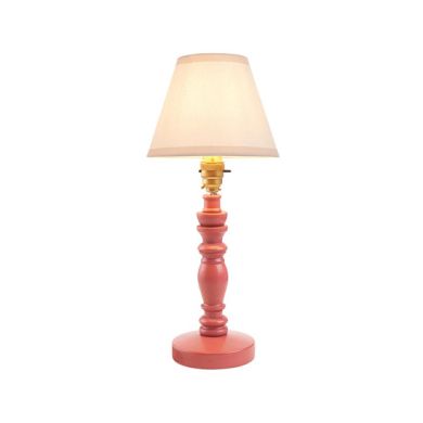 Bibury And Ivy 16cm Vintage White Fabric Shade Table Lamp In Satin Pink Clay