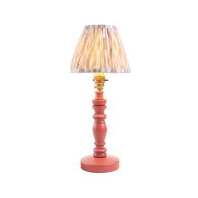 Bibury And Ikat 16cm Neutral Fabric Shade Table Lamp In Satin Pink Clay
