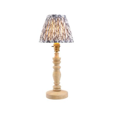 Bibury And Leaf 16cm Pearl Grey Fabric Shade Table Lamp In Natural Ash