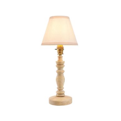 Bibury And Ivy 16cm Vintage White Fabric Shade Table Lamp In Natural Ash