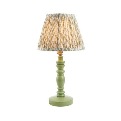 Bibury And Leaf 20cm Herb Garden Green Fabric Shade Table Lamp In Satin Cotswold Green