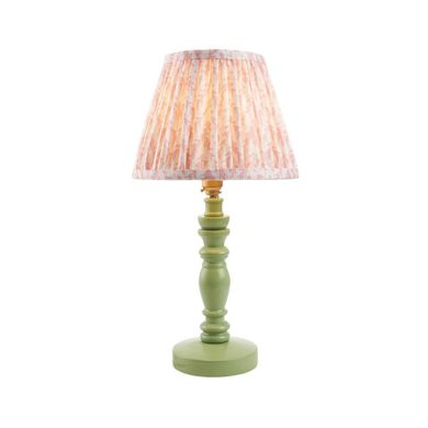 Bibury And Leaf 20cm Peachy Keen Fabric Shade Table Lamp In Satin Cotswold Green