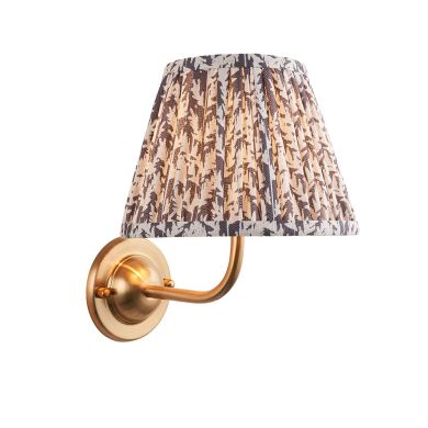 Dome Arc And Leaf 20cm Pearl Grey Shade Wall Light In Brushed Aged Brass