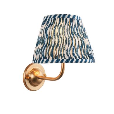 Dome Arc And Ripple 20cm Marlin Blue Shade Wall Light In Brushed Aged Brass