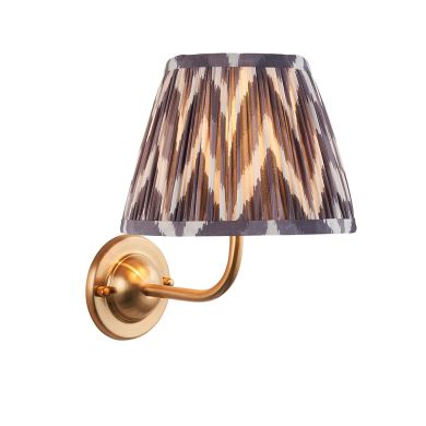 Dome Arc And Zigzag 20cm Pearl Grey Shade Wall Light In Brushed Aged Brass