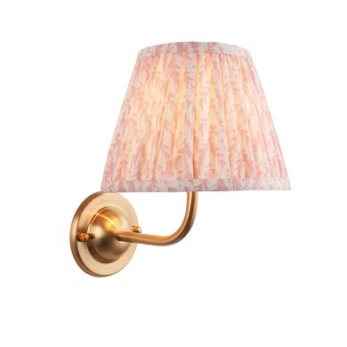 Dome Arc And Leaf 20cm Peachy Keen Shade Wall Light In Brushed Aged Brass