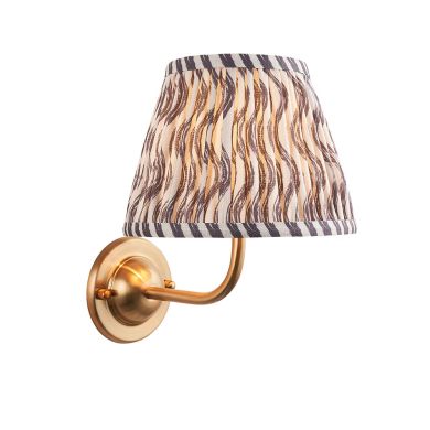 Dome Arc And Ripple 20cm Pearl Grey Shade Wall Light In Brushed Aged Brass