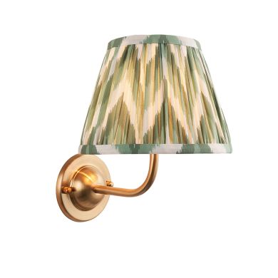 Dome Arc And Zigzag 20cm Cotswold Green Shade Wall Light In Brushed Aged Brass