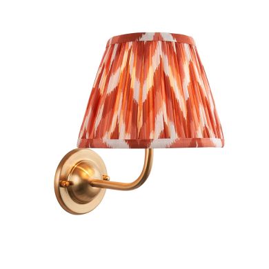 Dome Arc And Zigzag 20cm Apricot Orange Shade Wall Light In Brushed Aged Brass