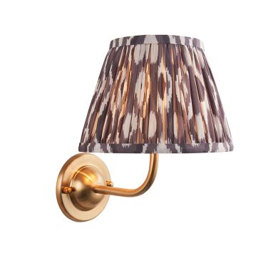 Dome Arc And Ikat 20cm Pearl Grey Shade Wall Light In Brushed Aged Brass