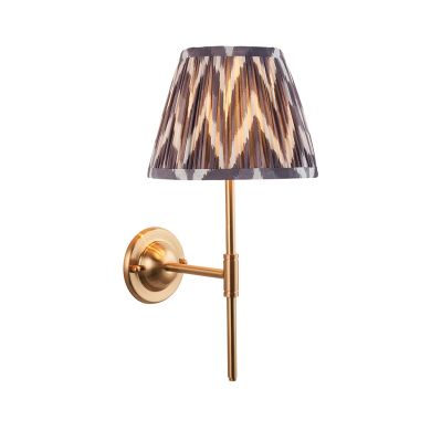 Dome T Bar And Zigzag 20cm Pearl Grey Shade Wall Light In Brushed Aged Brass