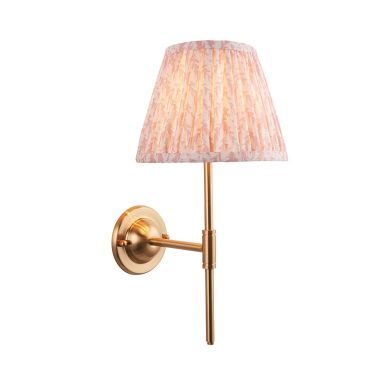 Dome T Bar And Leaf 20cm Peachy Keen Shade Wall Light In Brushed Aged Brass