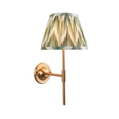 Dome T Bar And Zigzag 20cm Cotswold Green Shade Wall Light In Brushed Aged Brass