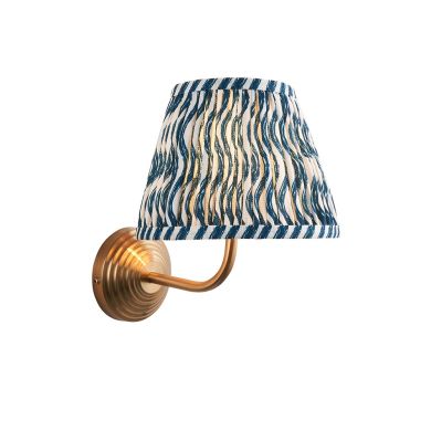 Obelisk Arc And Ripple 20cm Marlin Blue Shade Wall Light In Brushed Aged Brass
