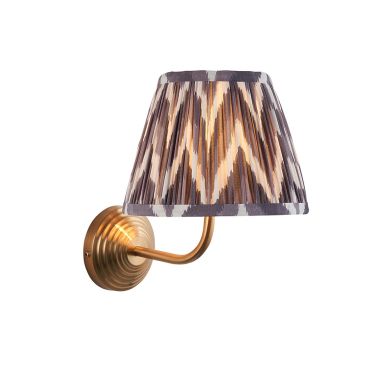 Obelisk Arc And Zigzag 20cm Pearl Grey Shade Wall Light In Brushed Aged Brass