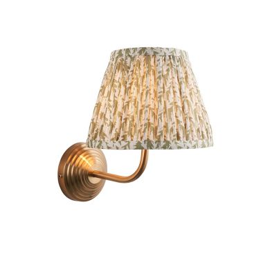 Obelisk Arc And Leaf 20cm Herb Garden Green Shade Wall Light In Brushed Aged Brass