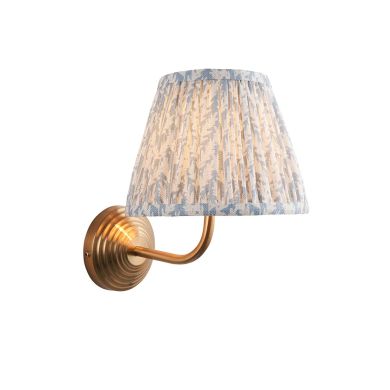 Obelisk Arc And Leaf 20cm Shell Bay Blue Shade Wall Light In Brushed Aged Brass