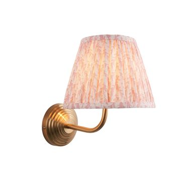 Obelisk Arc And Leaf 20cm Peachy Keen Shade Wall Light In Brushed Aged Brass