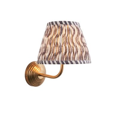 Obelisk Arc And Ripple 20cm Pearl Grey Shade Wall Light In Brushed Aged Brass