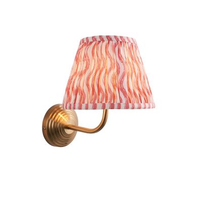 Obelisk Arc And Ripple 20cm Coral Pink Shade Wall Light In Brushed Aged Brass
