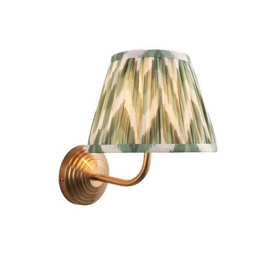 Obelisk Arc And Zigzag 20cm Cotswold Green Shade Wall Light In Brushed Aged Brass