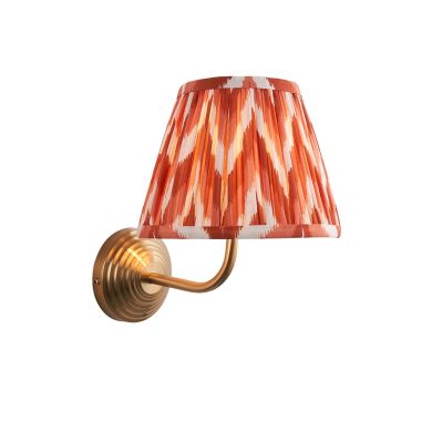 Obelisk Arc And Zigzag 20cm Apricot Orange Shade Wall Light In Brushed Aged Brass