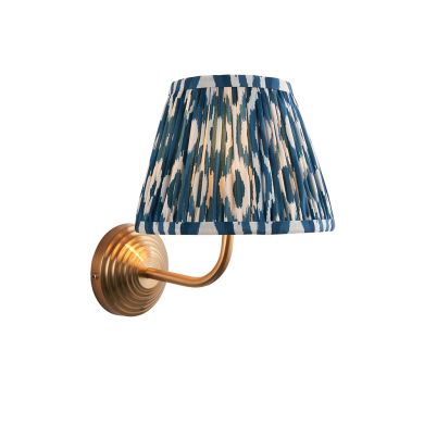 Obelisk Arc And Ikat 20cm Marlin Blue Shade Wall Light In Brushed Aged Brass