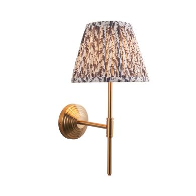 Obelisk T Bar And Leaf 20cm Pearl Grey Shade Wall Light In Brushed Aged Brass